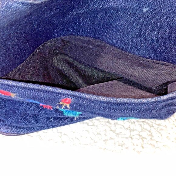 1970s 10X7 8 Pkt Croft & Barrow Denim Jean Embroidered Floral Shoulder Bag Purse - Picture 6 of 7